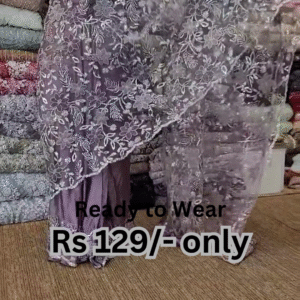 Elegant Purple Net Saree with Intricate Design