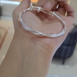 Elegant Twisted Sterling Silver Adjustable Bangle Bracelet