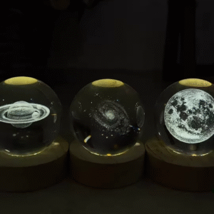 Glowing Crystal Ball Night Lights with 3D Space Designs - Planets and Galaxy