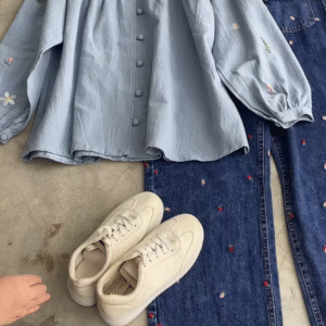 Embroidered Denim Co-ord Set – Chic & Casual
