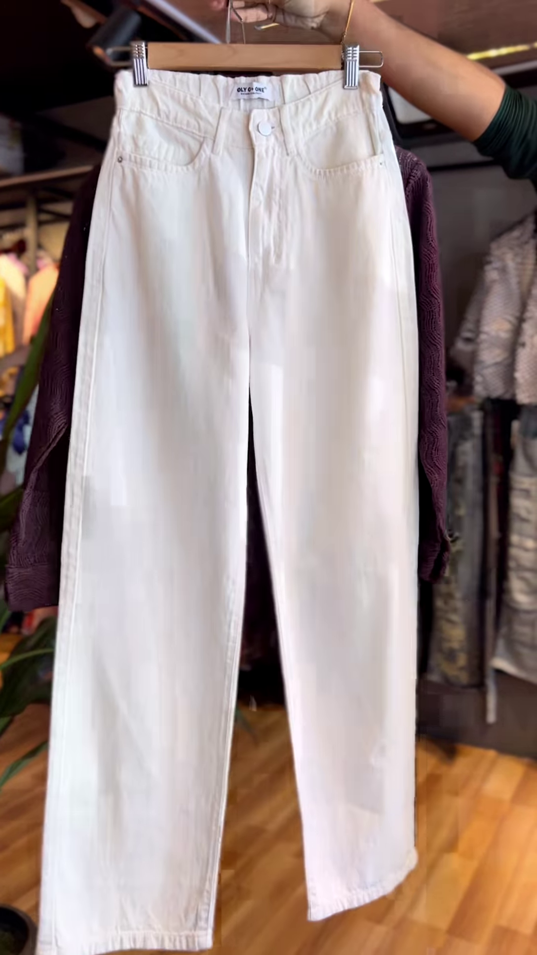 Wine Textured Shirt & White Wide-Leg Pants – Sophisticated Elegance with a Modern Twist - Image 2
