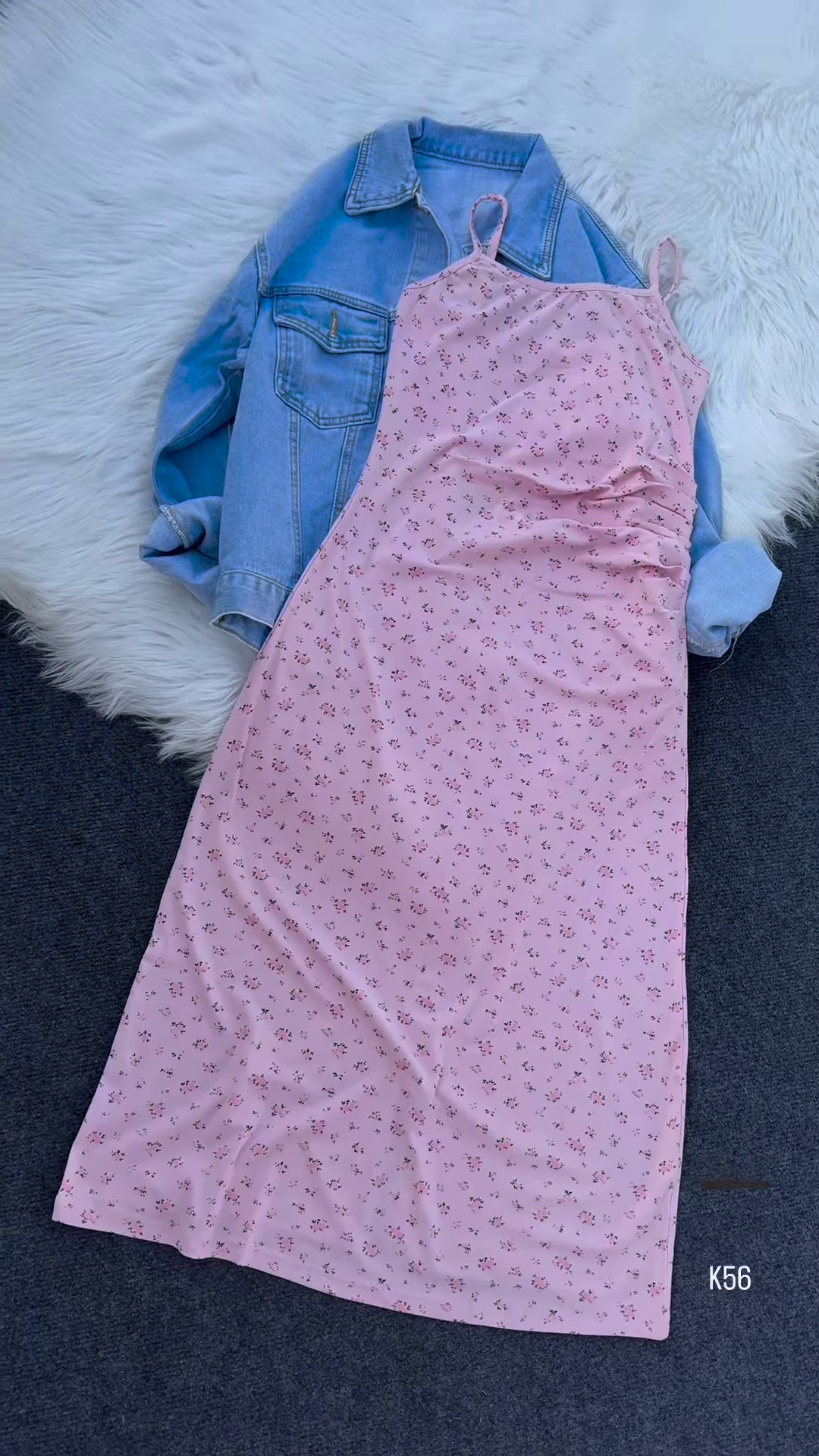 Casual Floral Midi Dress with Denim Jacket – Effortless Chic - Image 5