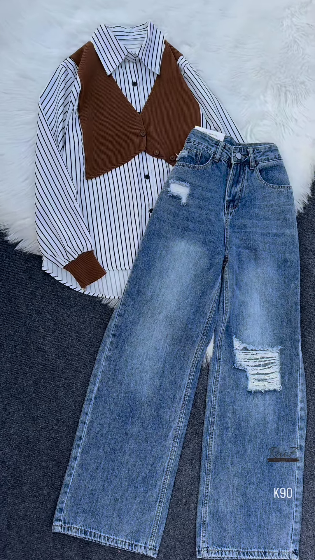 Stylish Striped Shirt with Knit Panel – A Unique Blend of Elegance & Trend - Image 3