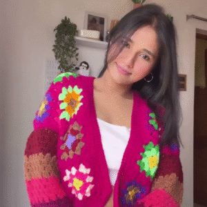 Hand‑Crocheted Bloom Cardigan – Vibrant, Cozy, and Insta‑Ready 🌸✨