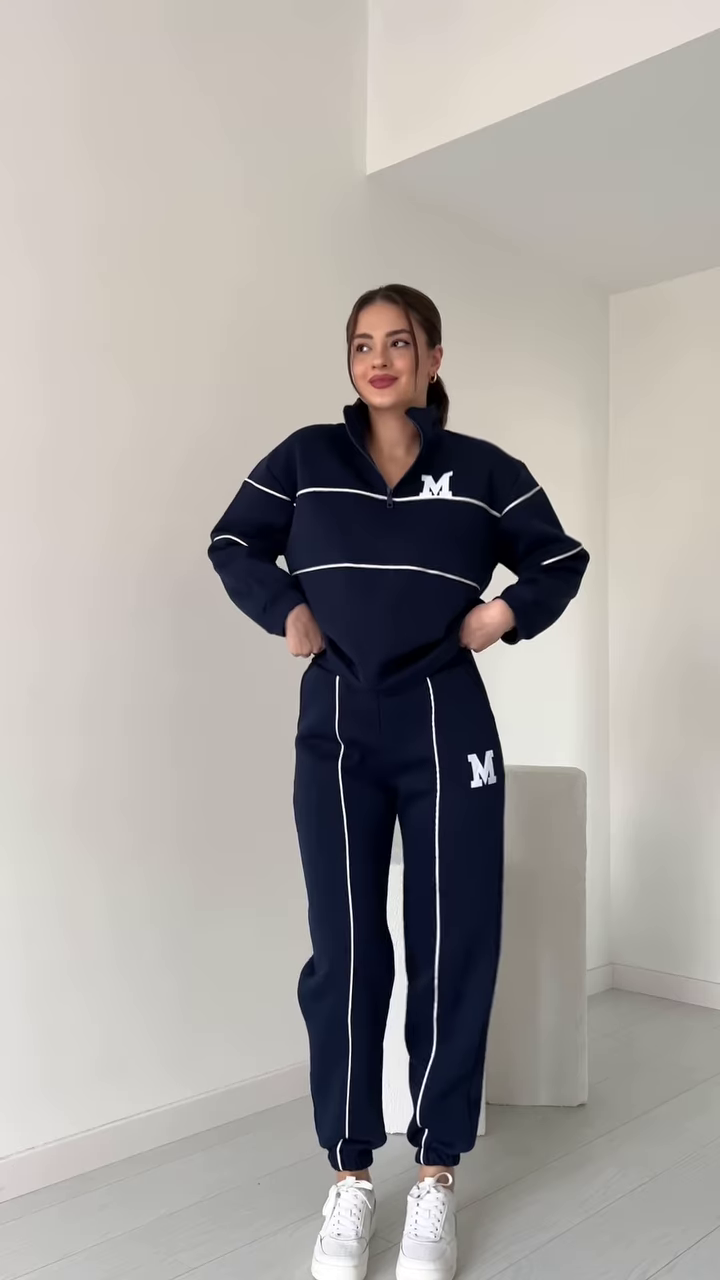 Zip-Up Tracksuit with Contrast Piping ✨ Available in White & Black - Image 2