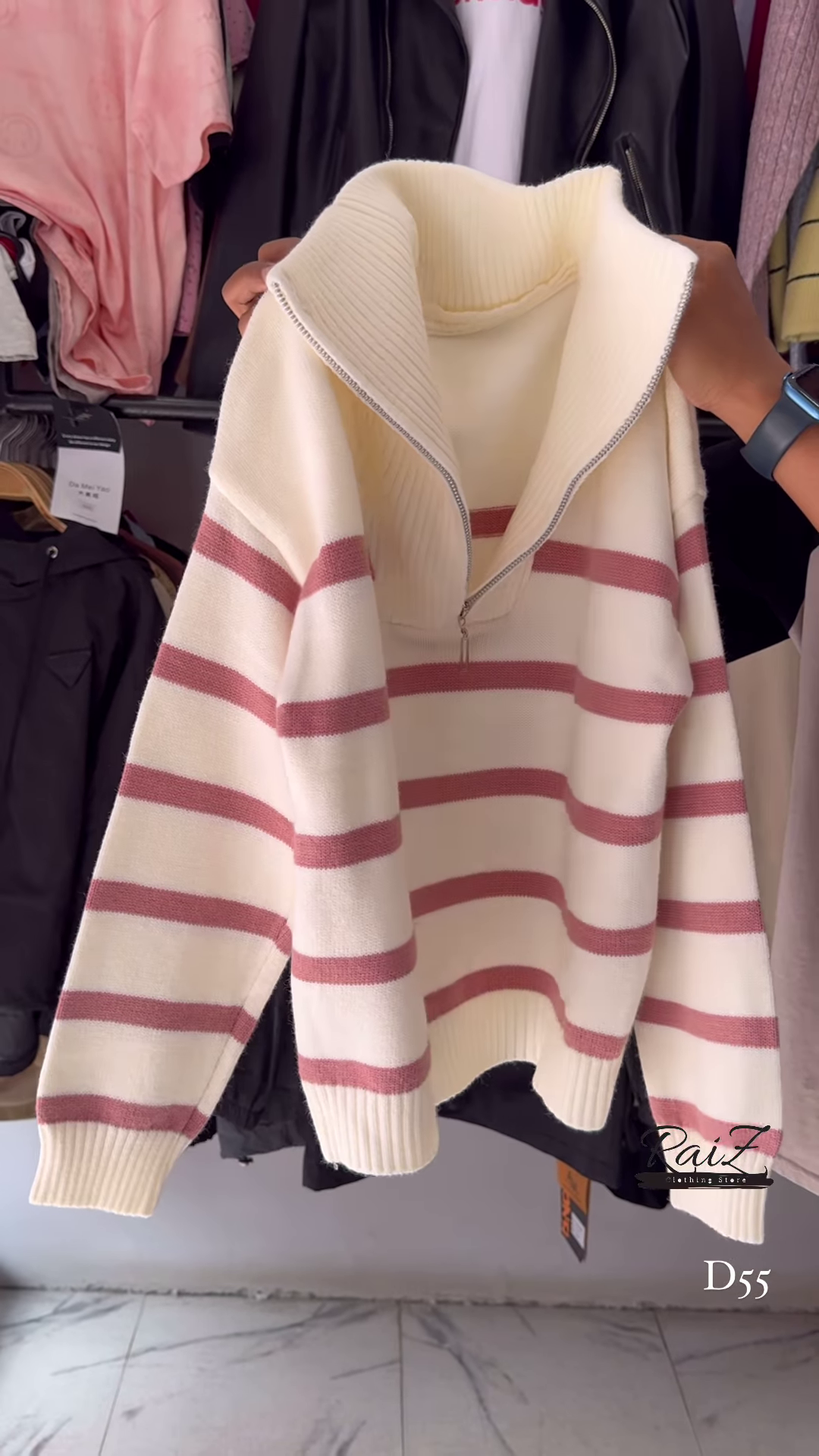 Half-Zip Striped Knit Sweaters 🧶⛷ With High Collar – Red, White & Blue Variants - Image 3