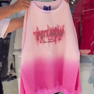 Stylish Pink Ombré Sweatshirt with Bold Graphic Print