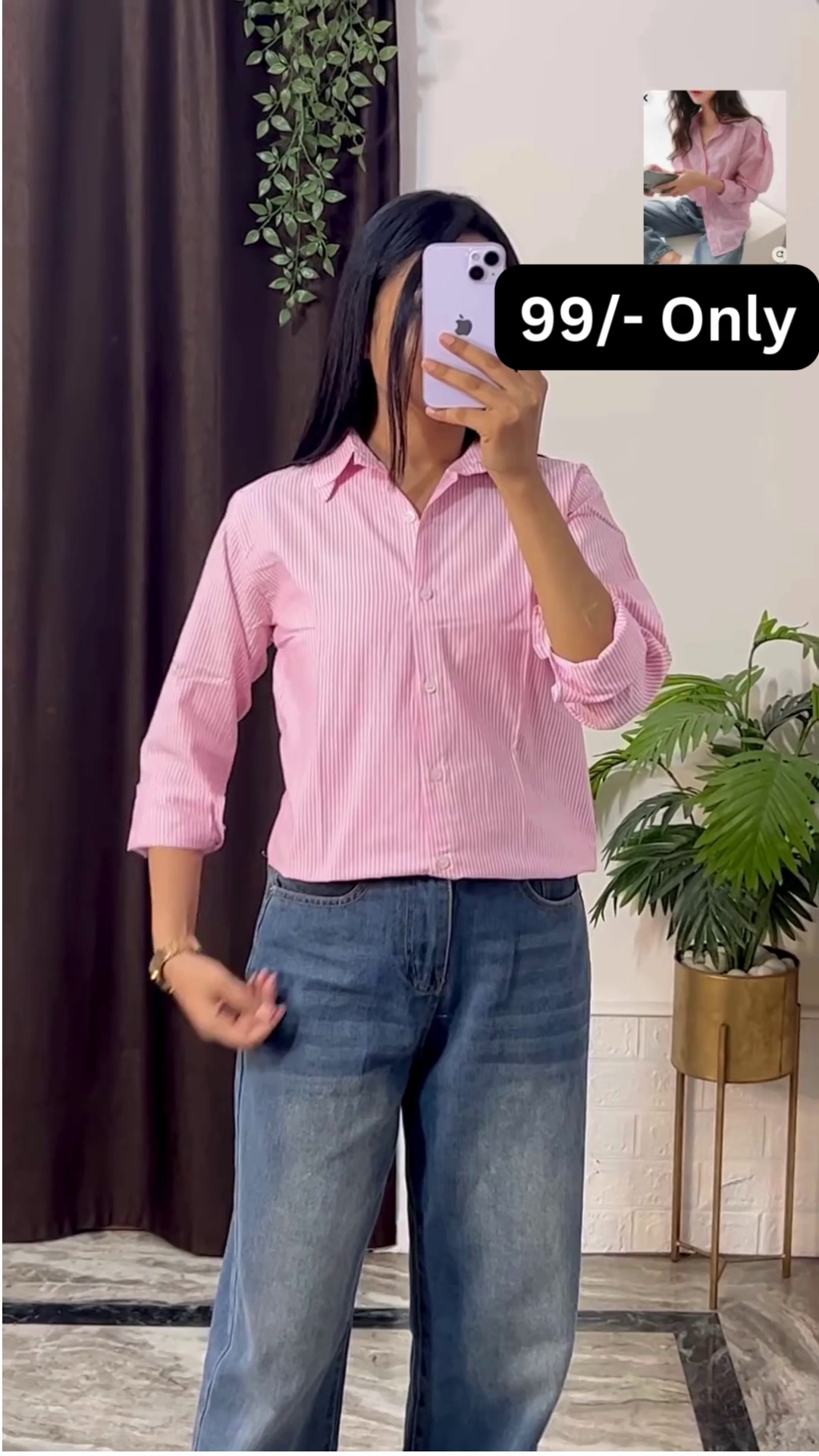 Stylish Brown Overshirt with Black Crop Top and Jeans - Image 9