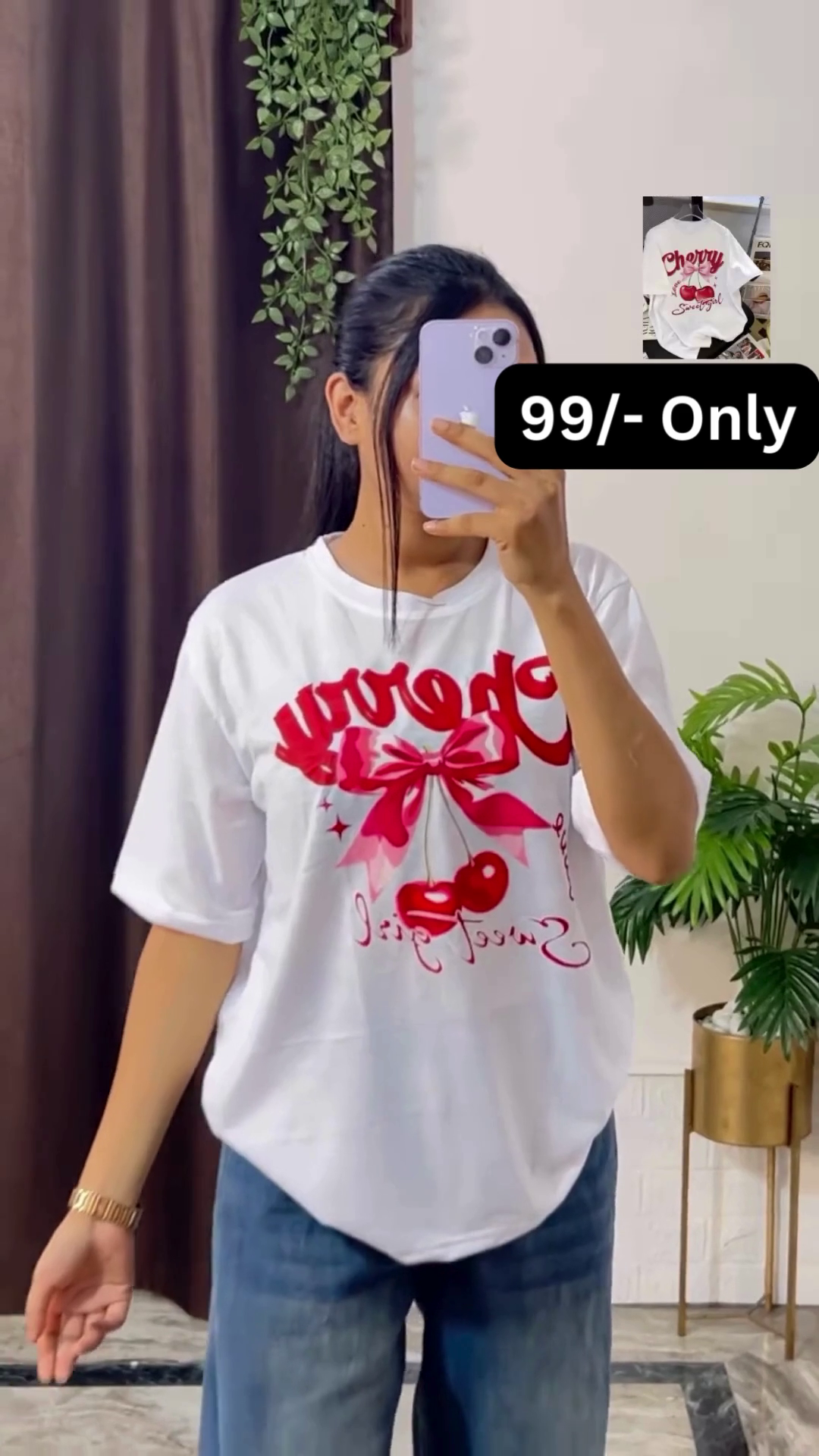 White Graphic T-Shirt with Bold Red and Car Print - Image 7