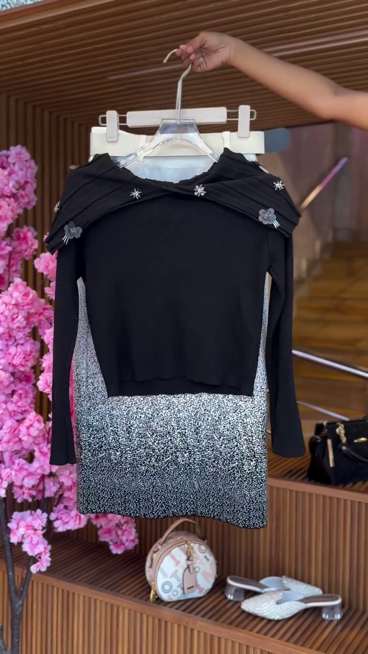 Embellished Black & Silver Dress