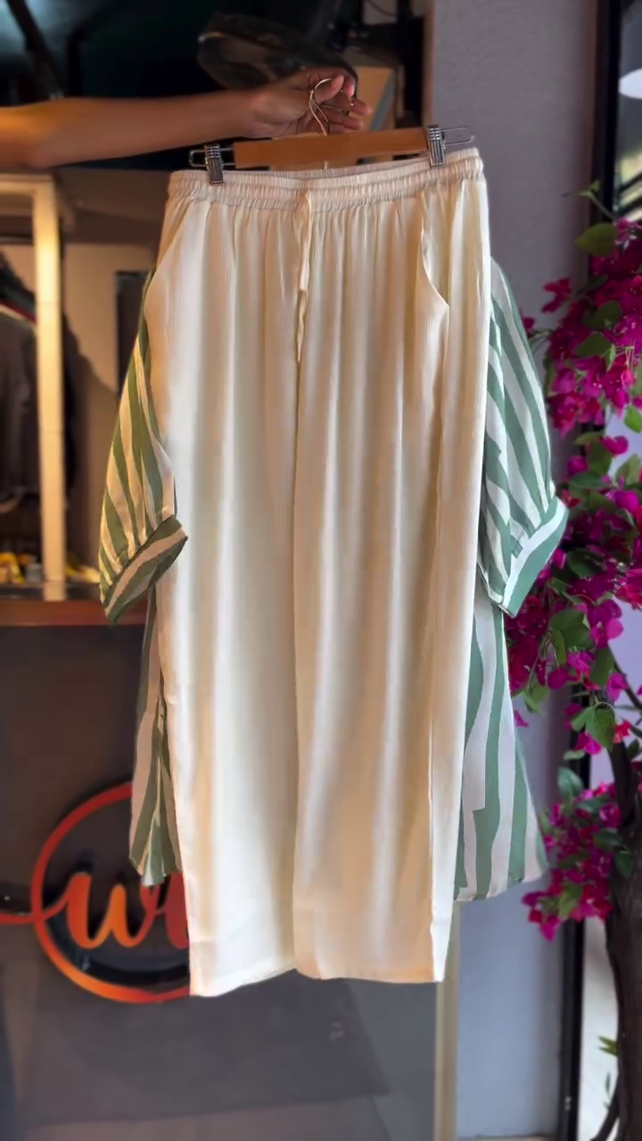 Striped Shirt in Mint & White Shorts - Image 2