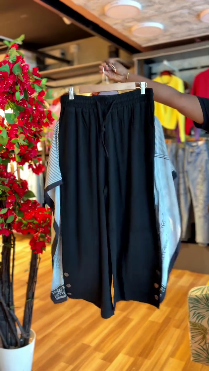 Striped & Floral Blouse in Monochrome - Image 2