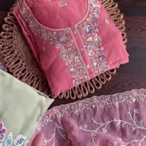 Premium Embroidered Pink Kurti with Matching Dupatta – Elegant Festive Wear Set