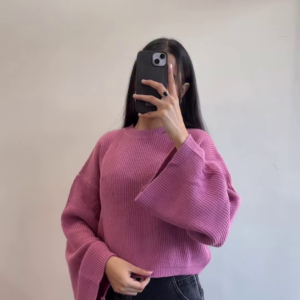 Black & White Striped High-Neck Winter Sweatshirt with Half-Zip – Casual Cozy Streetwear for Everyday Comfort