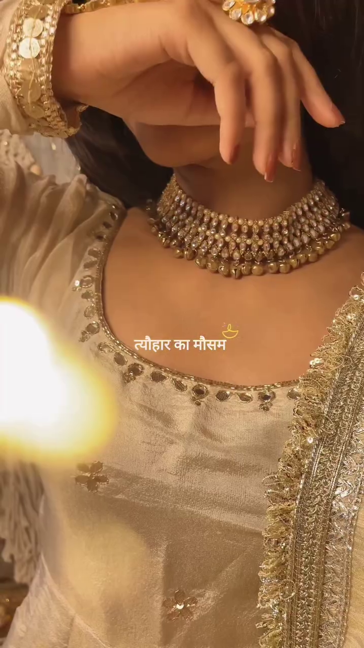 Elegant Gold-Beige Festive Silk Anarkali Suit with Heavy Zari Embroidered Dupatta - Image 2