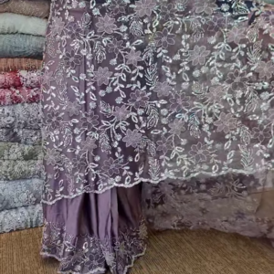 Elegant Mustard Yellow Floral Organza Saree with Hand-Embellished Scalloped Borders