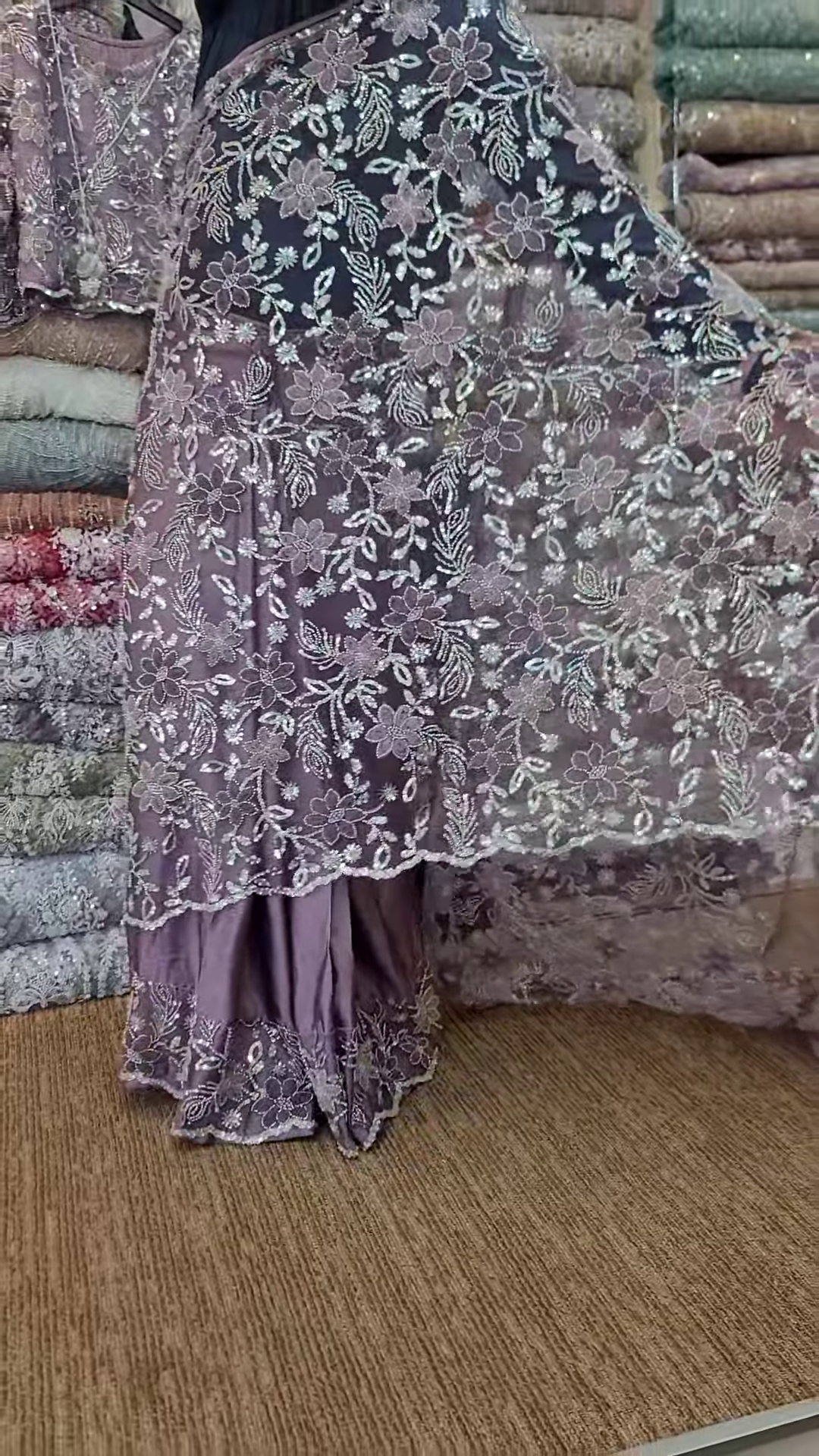 Elegant Mustard Yellow Floral Organza Saree with Hand-Embellished Scalloped Borders