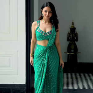 Royal Teal Blue Silk Saree with Intricate Silver Floral Zari and Sequin Embroidery