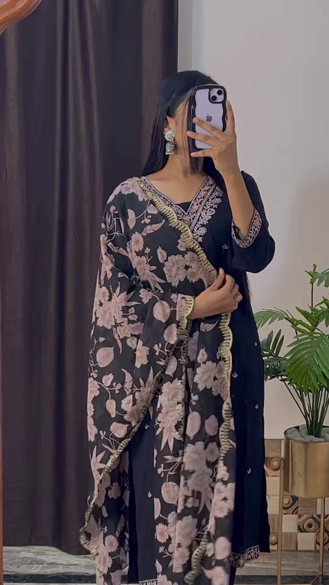 Mustard Yellow Silk Kurta with Ethnic Floral Embroidery and Pink Dupatta - Vibrant Festive Suit Set - Image 9