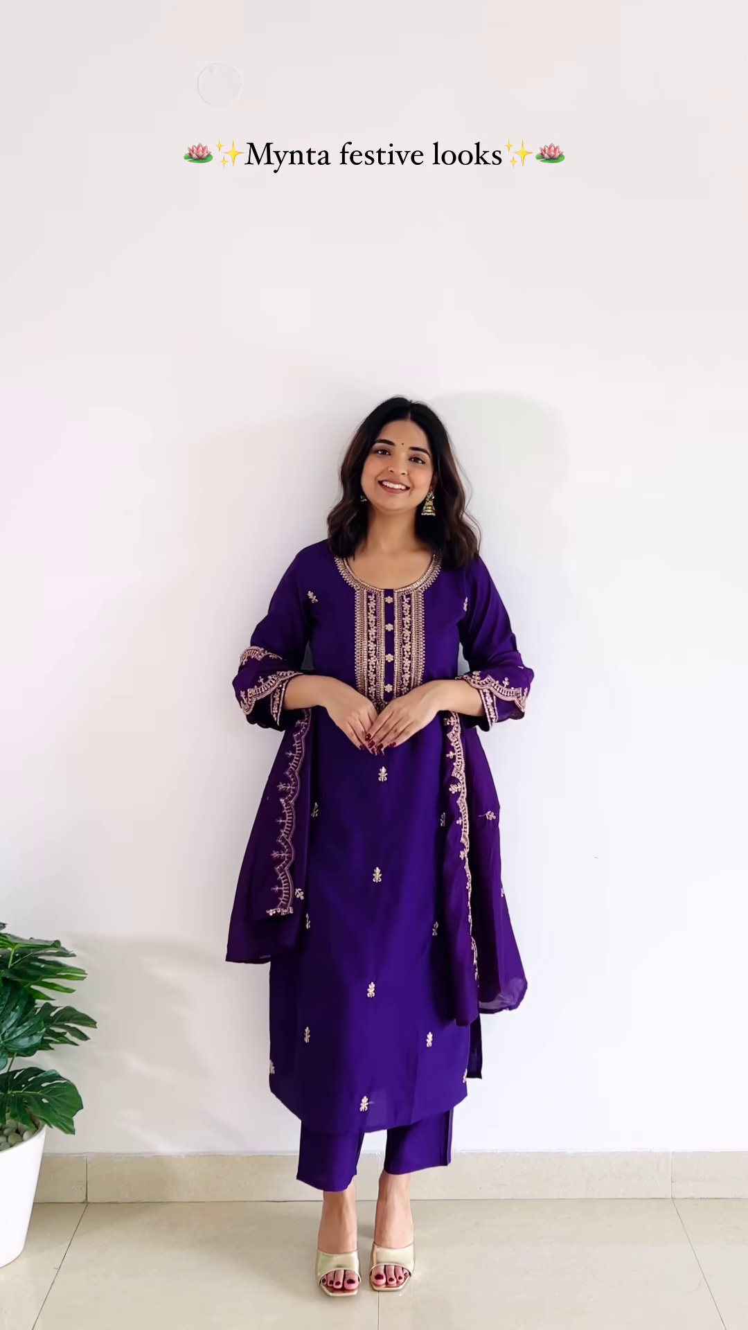 Deep Royal Purple Silk Suit with Ornate Gold Zari Embroidery and Straight Pants - Elegant Party Wear