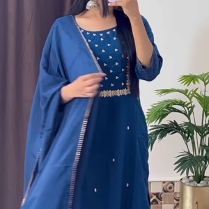 Deep Magenta Silk Kurta with Gold Zari Yoke and Floral Printed Dupatta - Modern Festive Ethnic Suit