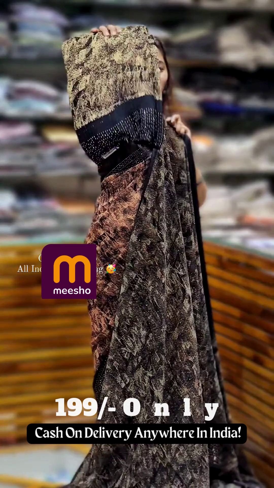 Contemporary Earth-Tone Printed Saree with Shimmering Sequin Border – Modern Ethnic Wear for Women - Image 3