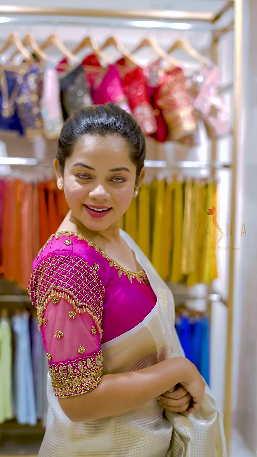 Deep Maroon Velvet Blouse with 3D Butterfly Embroidery and Hand-Encrusted Gold Sequin Detailing - Image 11