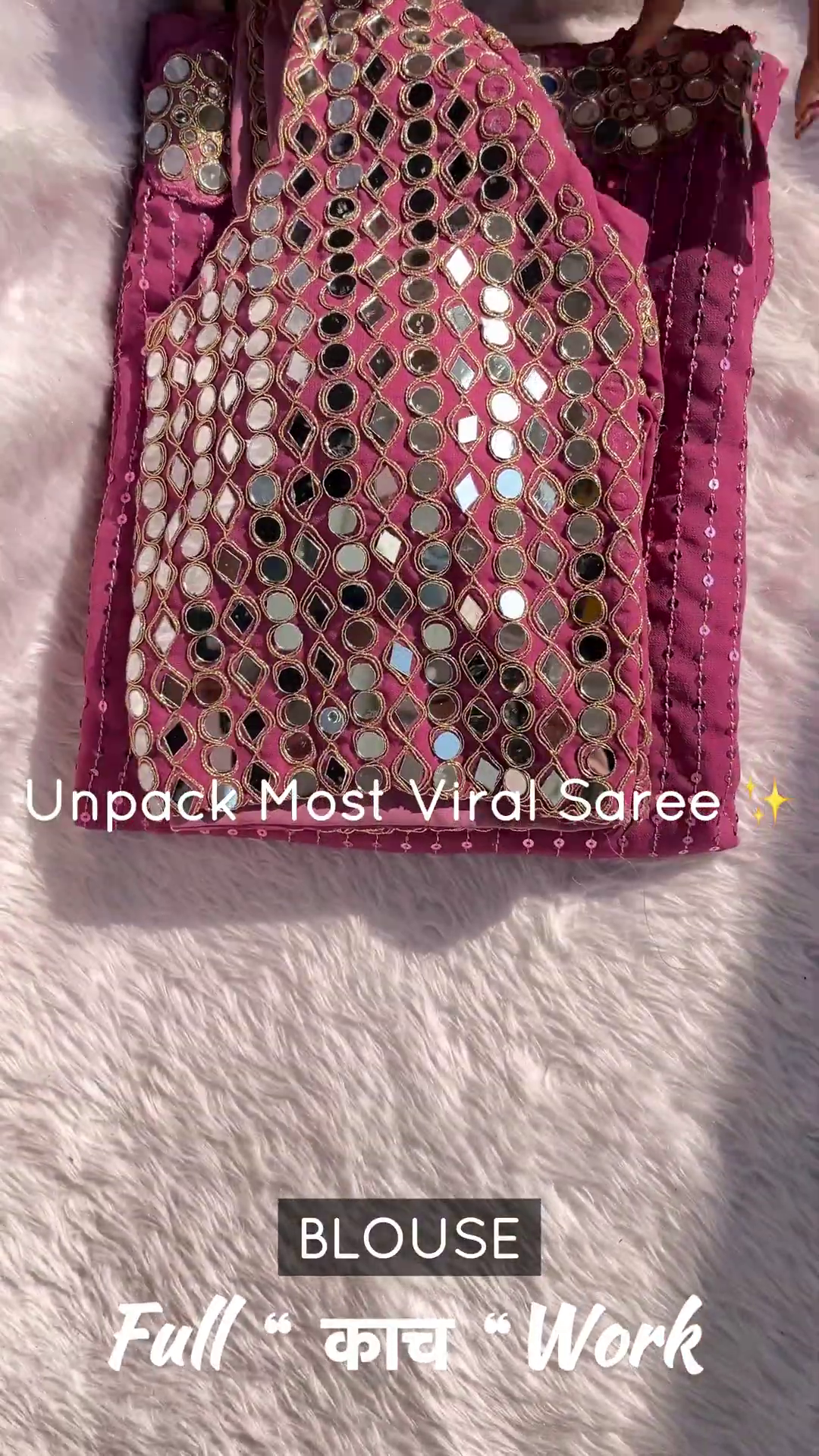 Mauve Pink Mirror-Work Designer Saree Set - Image 2