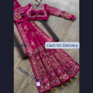 Magenta Heritage Saree with Celestial & Floral Artistry