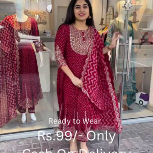 Grandeur Maroon Anarkali Suit Set