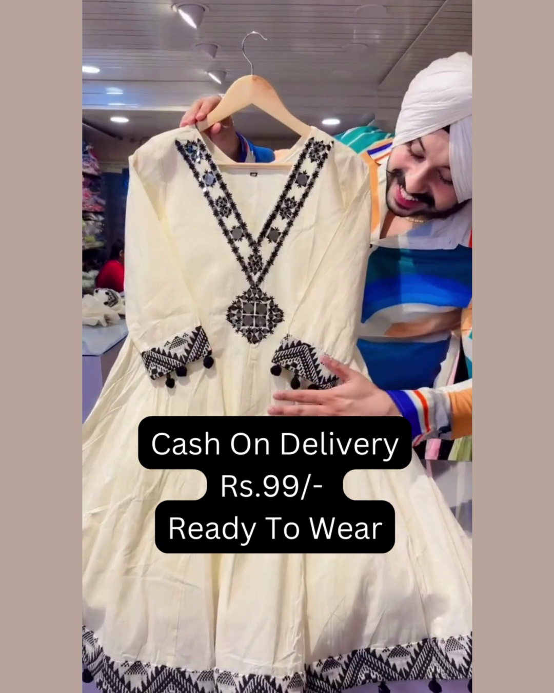 Monochrome Elegance: Embroidered White Anarkali Set